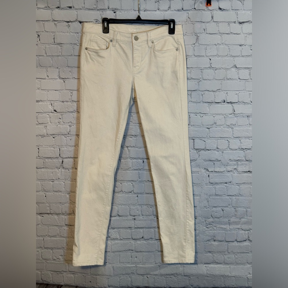 Loft Cream 5 Picket Modern Skinny Jean Size 8